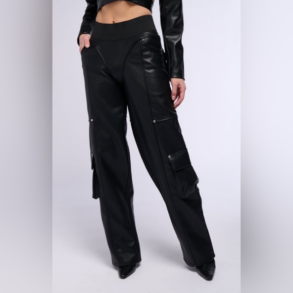 AKIRA Pants - AKIRA Sleek Black Cargo Trousers